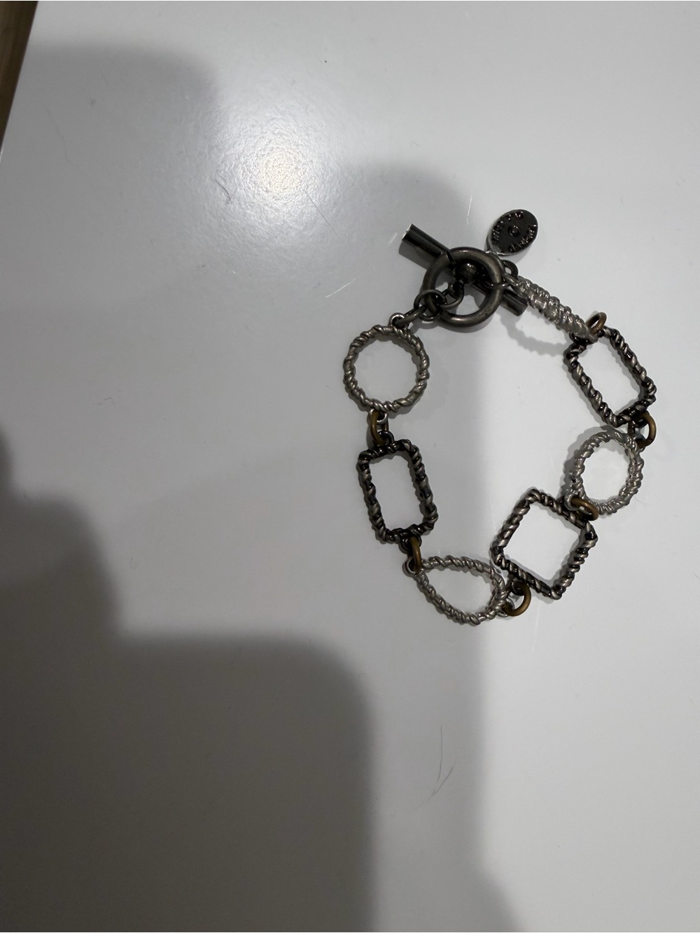 Mixed Metal Link Bracelet - Silver/Tarnished Finish